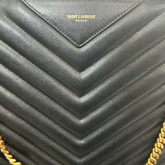 Authentic Black Saint Laurent Large Tribeca Chevron Bag - Picture 6 of 7